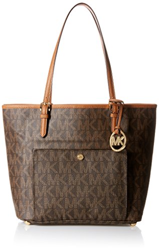 Michael Kors Jet Set Item Large Snap Pocket Tote in Vanilla PVC