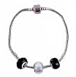 "Pandora" Style Starter Bracelet (B97) + 3 Beads - 9" (23 cms) - Silver Tone Metal ~ Purple, Yellow and Vitral