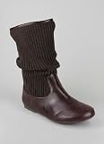 Leatherette Buckle Tab Sweater Boot