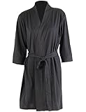 D&P Women's Cotton Bathrobe Short Bath Robes with Kimono Collar