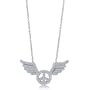 Valentine Day Sterling Silver Necklace Cubic Zirconia CZ Peace With Wings Pendant