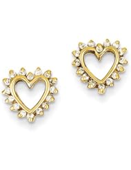 14k Yellow Gold G-H SI2 Quality Diamond heart Earrings. Carat Wt- 0.256ct