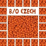 Seed Beads 8/0 Czech Opaque (a full one hank pack) over 125 colors available individually!, Orange