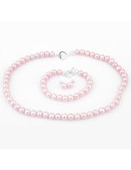 Topearl Pink Freshwater Pearl Necklace Bracelet Earrings Set,18inch necklace matching 7.5inch bracelet