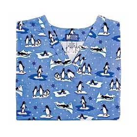 Winter Print Scrub Top - Penguin Parade by Madison Medical (XS-3X)