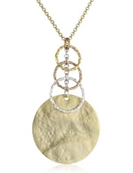 1AR by UnoAerre 18KT Gold Plate Rustic Finish Circle Necklace with Graduated Links