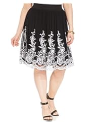 Apparel: Alfani Plus Size Embroidered A-Line Skirt 3x Black