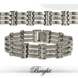 Titanium Bracelet Set with genuine brilliant cut diamonds.Done in satin and... by Toltec Trading Company