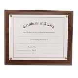 Nu-Dell Products - Nu-Dell - Award-A-Plaque Document Holder - Acrylic Plastic - 10-1 2 x 13 - Walnut - Sold As 1 Each - Showcase your accomplishments - while preserving them for years. - Clear acrylic faceplate easily lifts to change documents. - Includes blank Certificate of Award and four decorative tacks. - The 10 1 2 x 13 plaque holds documents up to 8 1 2 x 11. - Frame conveniently hangs vertically or horizontally.