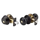 Master Lock BCCON0612P SilvaBond Antimicrobial Finish Keyed Entry Biscuit Knobset with Nightwatch Single Cylinder Deadbolt, Antique Bronze