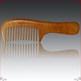 TM-1-1 - Peach Comb with Handle - one piece wood - Large High Quality All Natural