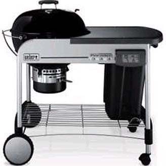 Weber Performer: 142001 22.5'' Charcoal Grill with 363 sq. in. Cooking Area - Plated steel - hinged cooking grate and Stainless steel - One-Touch cleaning system with removable - black aluminum high-capacity ash catcher