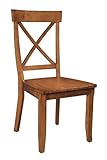 Set of 2 Dining Chairs with Cross Back in Cottage Oak Finish