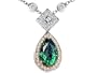4.90 cttw 925 Sterling Silver Two Tone Created Pear Shaped Emerald Necklace