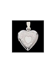 14K White Gold Heart Shaped Locket Solid 14K White Gold 1/2 inch x 3/4 inch
