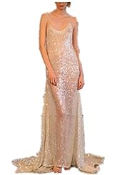 Sexy Spaghetti Strap Beaded Fitted Backless Tulle Club Dress/Evening Dress  with a Brush/Sweep Train 