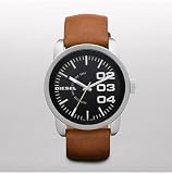 Diesel Black Dial Tan Leather Strap Mens Watch DZ1513