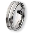 Grooved Ridged Edge Brushed & Polished Tungsten Carbide Ring (7.0 mm) - Sizes 7-13