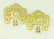 Asian Art - Pair of 2" Ming Geometric 'Brass Hanging Hardware for Chinese Wall Screen Paintings