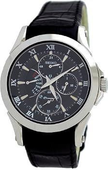 Seiko Premier #SRL021 Men's Retrograde Date Multi Function Leather Strap Watch