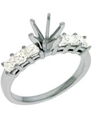 14K White Gold 0.9cttw Princess Diamond Semi Mount Engagement Ring
