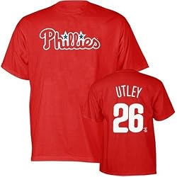 Chase Utley (Philadelphia Phillies) Name and Number T-Shirt (Red)