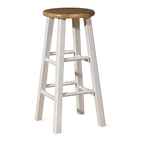 Natural and White Roundtop Barstool, 24 in by SmartBargains