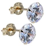 14KT Gold .47 Carat Cubic Zirconia SOLITAIRE Stud Earrings