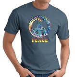 PEACE TIE DYED Sign Symbol Adult T-shirt Tee Shirt - Steel Blue Color