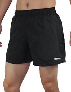 Reebok Mens High Performance Athletic Sports Shorts with Brief Lining S Black