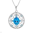Necklace With 3.95ctw Precious Stones - Genuine Clean Diamonds, Topazes Made in 14K White Gold. Total item weight 5.3g Length 18in