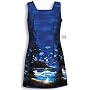 Short Tank Dress - Moonlight Surf Square Neck A-Line Hawaiian Aloha Darted Tank Dress - Regular and Plus Size