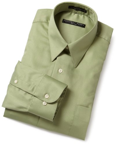 Geoffrey Beene Men’s Long Sleeve Wrinkle Free Fitted Sateen Solid Shirt, Cypress