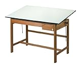 Titan II Drafting Table in Natural Oak