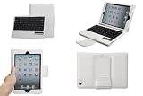 QQ-Tech&reg; Removable Detachable Wireless Bluetooth ABS Keyboard PU Leather Case Tablet Stand for Apple iPad Mini - Smart Cover Wake Sleep Function - WhiteWhite