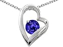 1.25 cttw 925 Sterling Silver 14K White Gold Plated Created Tanzanite Heart Shape Pendant