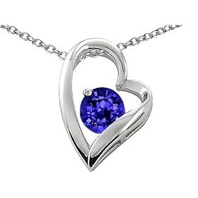 1.25 cttw 925 Sterling Silver 14K White Gold Plated Created Tanzanite Heart... by Finejewelers