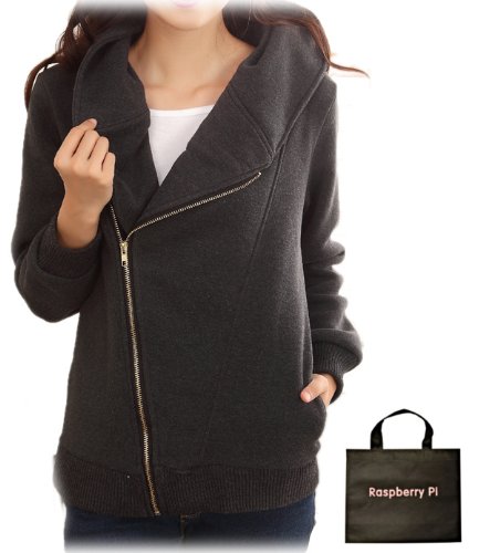 (ラズベリーパイ)RaspberryPi レディース アウター パーカー 斜め ジップアップ スウェット オリジナルエコバッグセット zs48rp