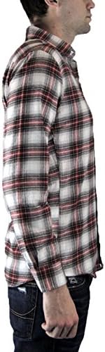 Mens Flannel Checker Shirts Plaid Long Sleeve Trim Fit NMT0007 (Small)