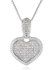 Sterling Silver Cubic Zirconia Heart Chain Pendant Necklace, 18"