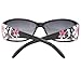 MLC EYEWEAR Rectangle Fashion Sunglasses Black Base With Elegant Pink Hawaiian Flower Design