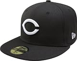 Cincinnati Reds Black with White 59FIFTY Fitted Cap