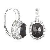 Onyx Oval with White CZ Accent Drop Earring