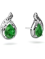 Genuine Emerald 14kt White Gold Filligree Earrings