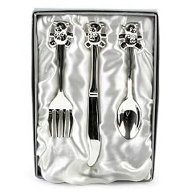 Silver Plated Teddy Bear Cutlery Set Christening Gift