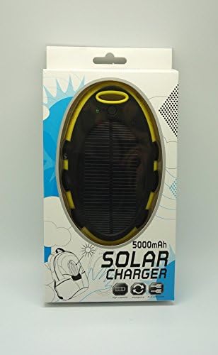 JJF 5000mah Portable USB Charger Power Bank,water Shock Dust Resistant Dual USB Charger for Iphone 6, 6 Plus, 5s, 5c, 4s, 4, Ipods, Ipad Mini Retina (Apple Lightning Adapter Included), Samsung Galaxy Note 2, Note 3, S2 S3, S4, S5, Most Android/windows Smart Cell Phones, Gps, Tablets Constructed with a Solar Panel for Emergency Charging. For Iphone 6 Plus 5s 5c 5 4s, Ipods, Galaxy Note 4 3, Galaxy S5 S4 S3, Lg G3, Nexus, HTC One M8, Gopro Camera, GPS and More (yellow-black)