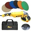 Kustom Shop Heavy Duty Variable Speed Polisher with a Professional 6 Pad Buffing and Polishing Kit (5 Smooth Foam & 1 Wool Grip Pads)