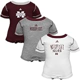 NCAA adidas Mississippi State Bulldogs Infant Maroon-Ash-White 3-Pack Creeper Set