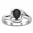14K White Gold Onyx and Diamond Ring