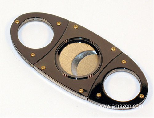 Gun Metal Cigar Cutter Double Guillotine